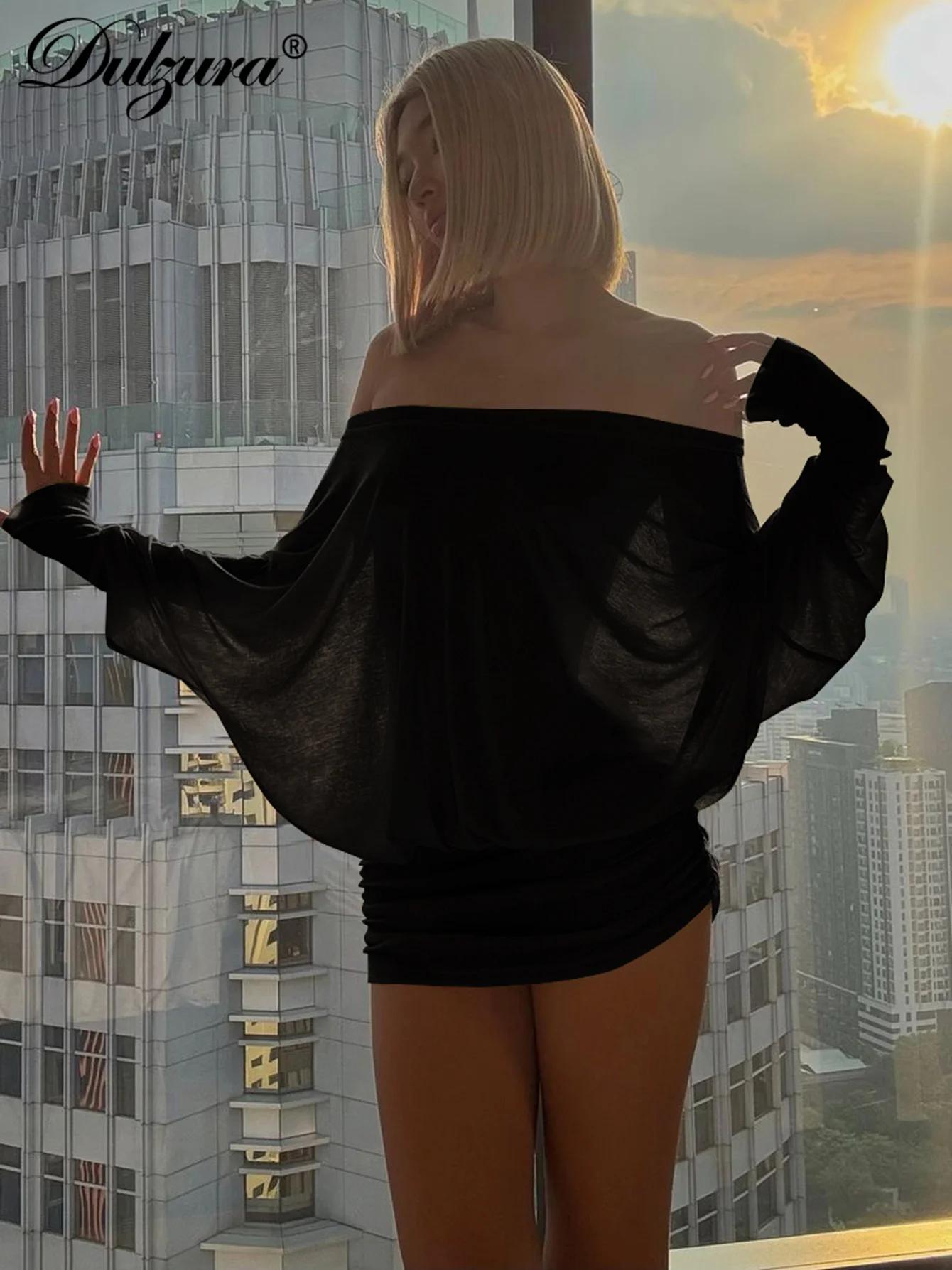 Dulzura – Mini robe froncée en Patchwork, épaules dénudées, manches longues, tenue décontractée, Sex