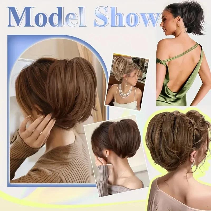 WIGSIN – chouchous synthétiques en désordre, Chignon court et droit, queue de cheval, Extensions cap