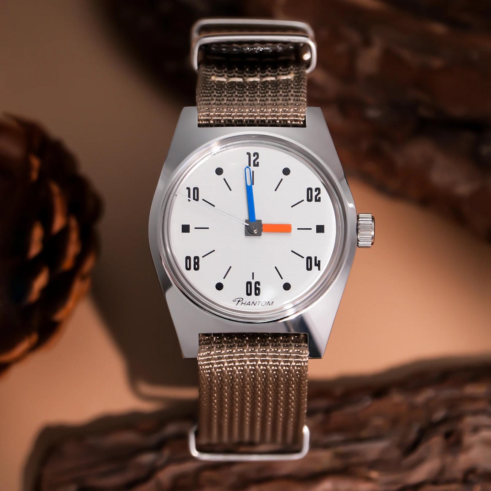 Montre mécanique à vent manuel pour hommes, 36mm, rétro, Business, classique, Simple, pour Couple, 7