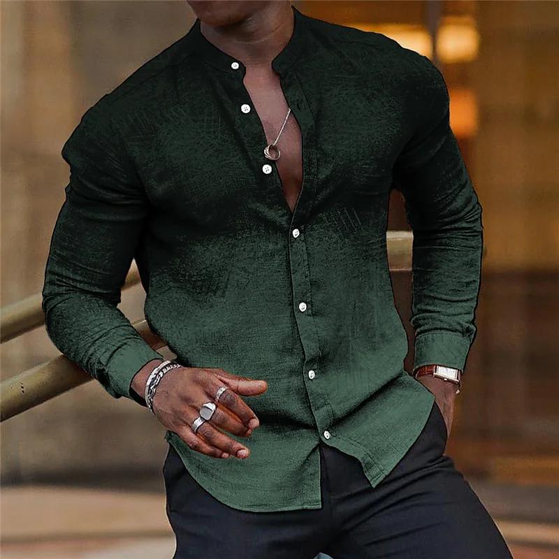 Chemise hawaïenne décontractée grise, col à manches longues, tendance, hauts pour fête en Club, plag