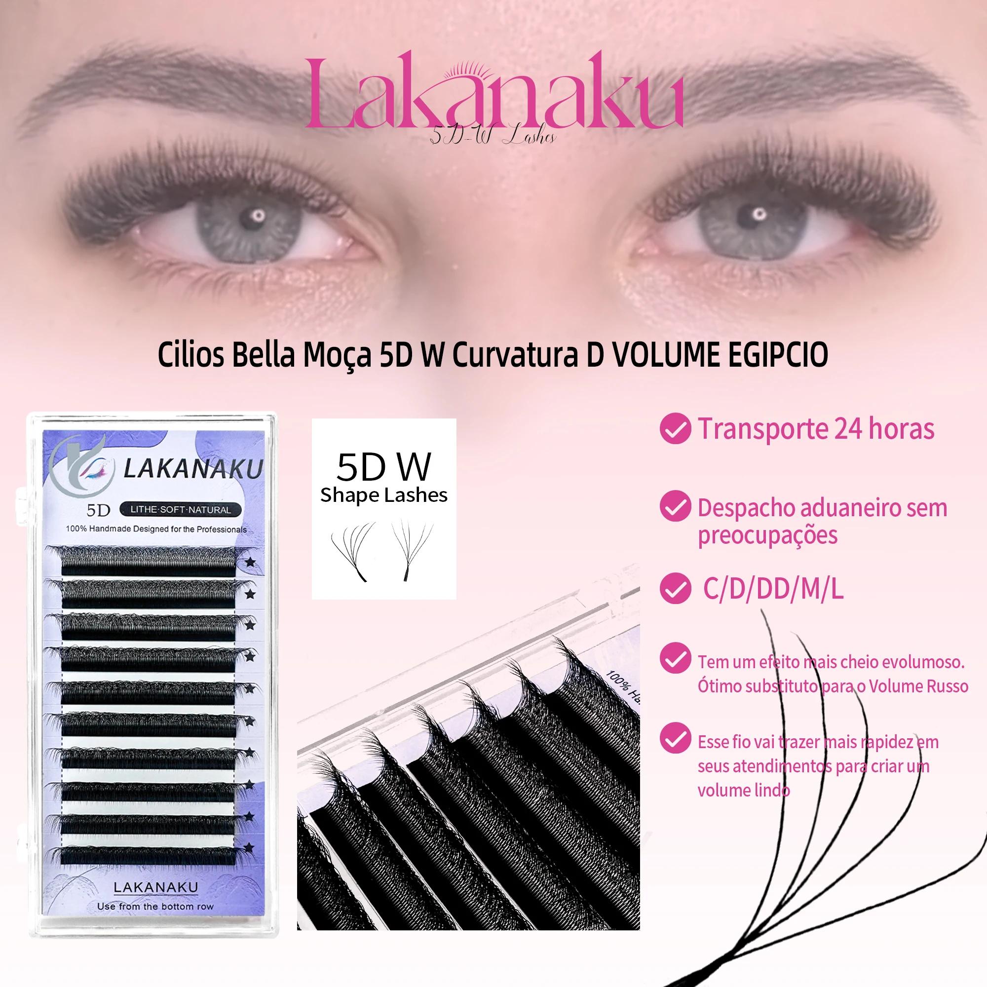 LAKANAKU 5D W Extension de cils Volume ventilateurs 6 plateaux Cilios W forme cils naturel doux maqu