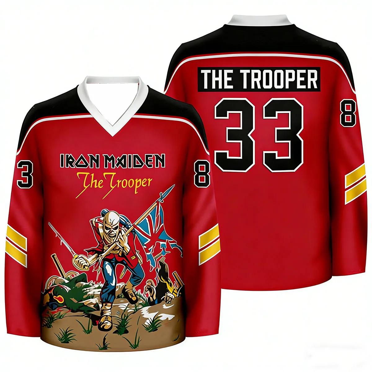 Maillot de hockey pour homme style Heavy Metal, inspiré d'Eddie Trooper, chemise de sport vintage st