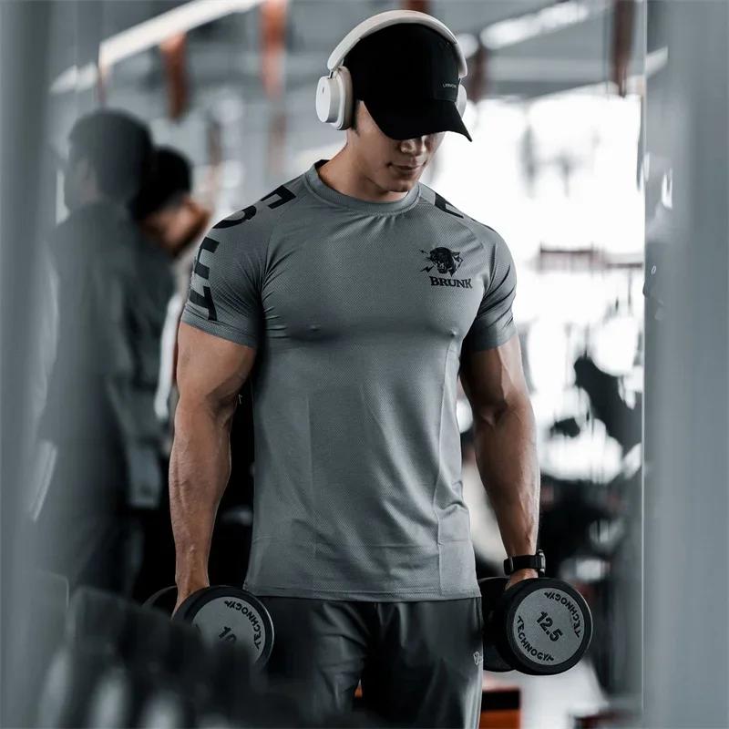 T-shirt à manches courtes pour homme, vêtement de sport, de loisirs, de course, de fitness, à séchag
