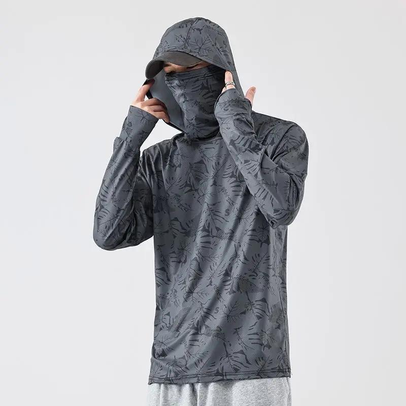 T-shirts de protection solaire pour hommes, manches longues, résistants aux UV, pêche, randonnée, ma
