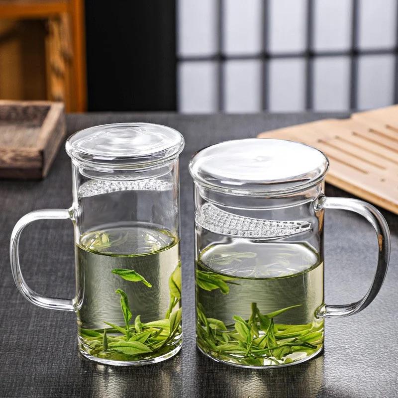 Tasse à thé vert en verre résistant à la chaleur avec filtre en croissant, tasse à thé domestique, f