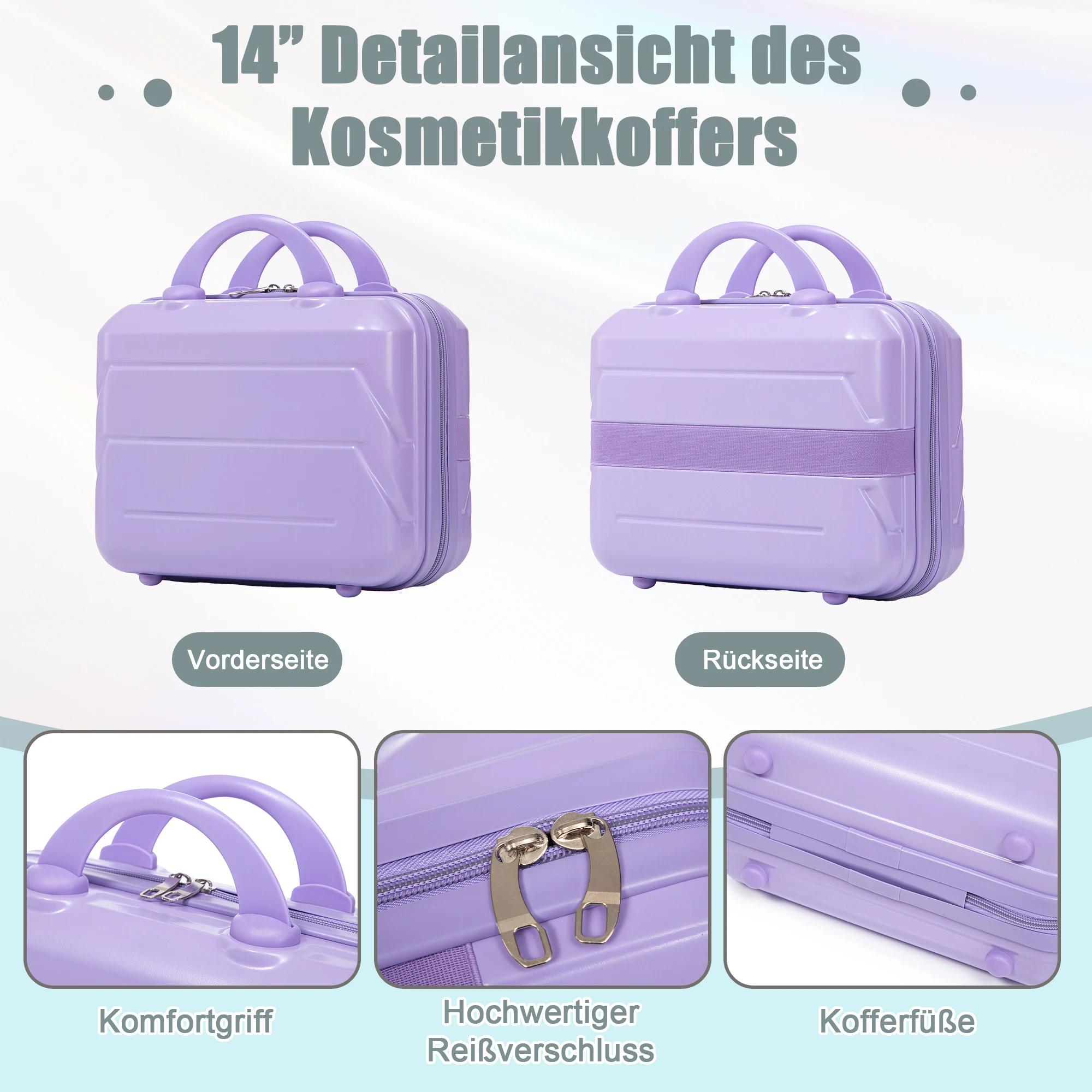 14-inch/19-inch 2-piece suitcase set, material: ABS swivel wheel suitcase set with combination lock 
