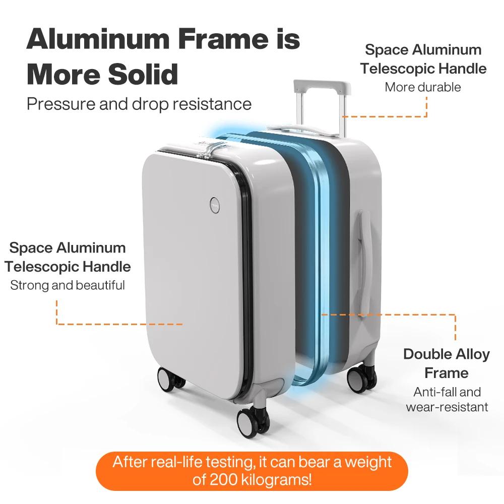 Mixi nouveau PC cadre en aluminium valise ouverture avant bagage de voyage roulant 20 pouces bagage 