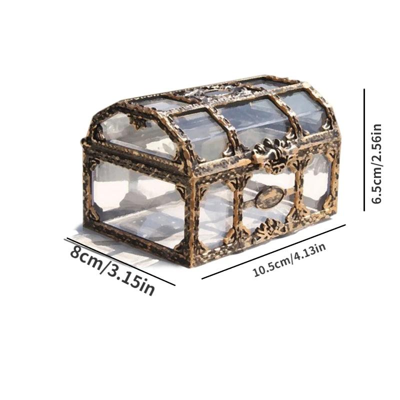 Boîte au trésor Pirate transparente en plastique, boîte à bijoux en cristal, organisateur de rangeme