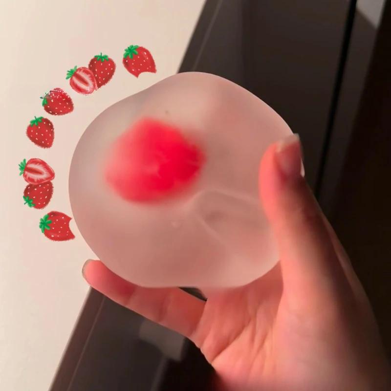 Jouets à presser Mochi aux fraises, soulage le Stress et le évent, jouets de colère à rebond lent, j