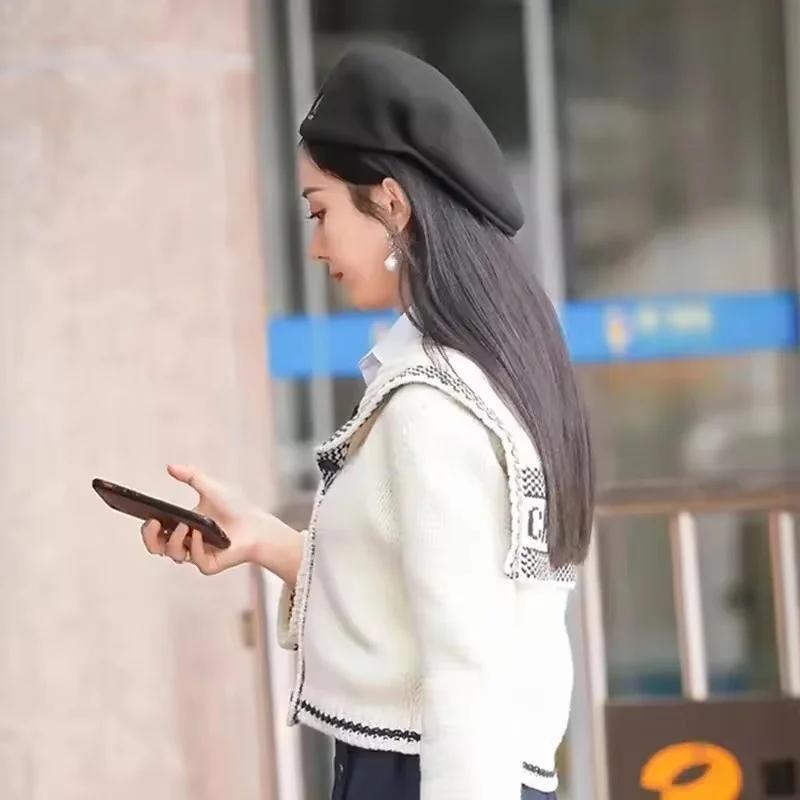Nouveau Béret en Laine Tricoté Respirant en Maille Fine pour Hommes et Femmes, Style Luxe Quatre Sai