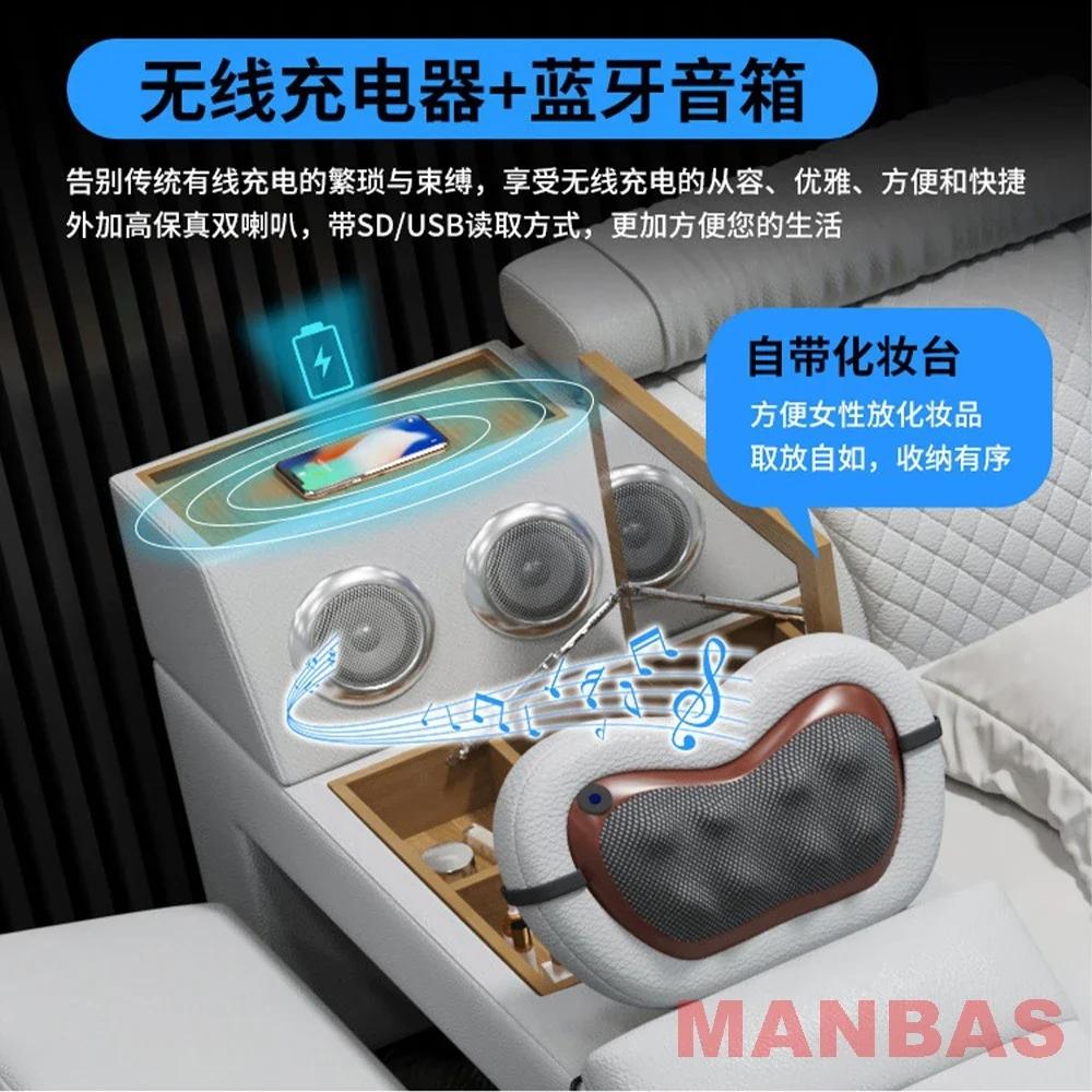 MINGDIBAO-Lit intelligent en cuir véritable, cadre de lit multifonctionnel, massage, haut-parleur, b