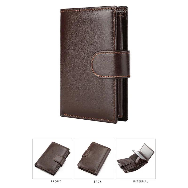 Portefeuille rétro en cuir véritable pour hommes, nouveaux porte-cartes courts, couche supérieure en