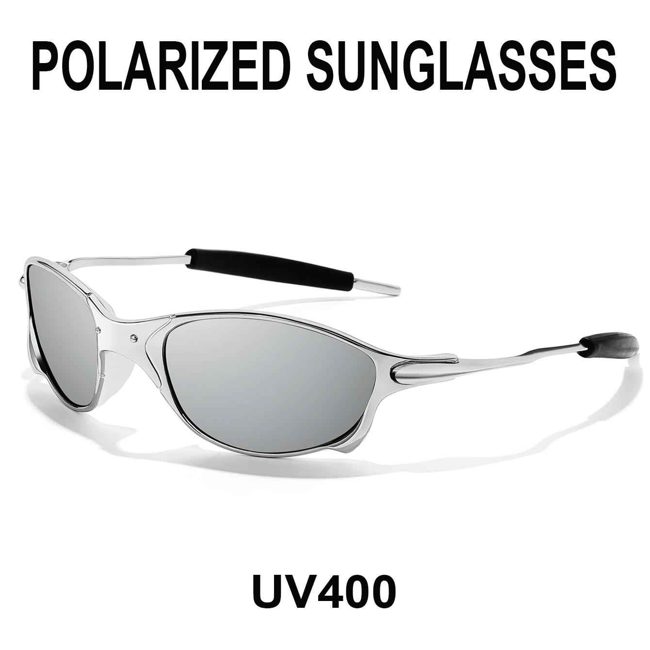 Lunettes de soleil polarisées pour hommes et femmes, monture métallique, Protection UV, pour Sports 