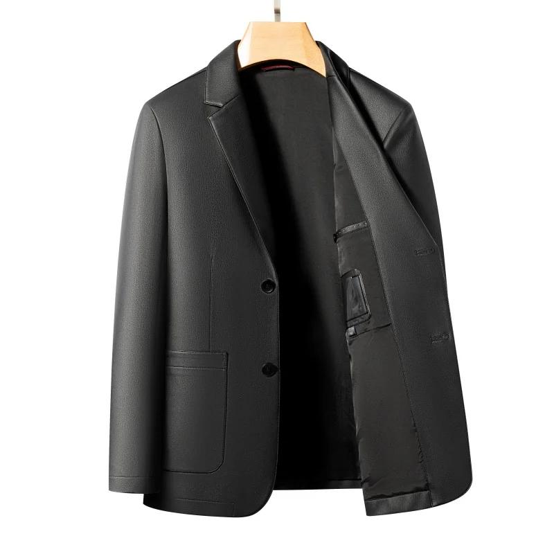 Vestes en cuir de printemps et d'automne, costumes en cuir décontractés, vestes en cuir pour hommes,
