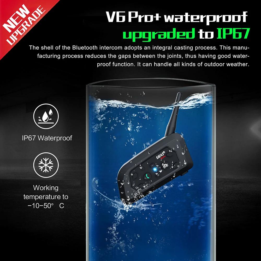 EJEAS V6 PRO Moto Casque Casque Bluetooth Interphone Communicateur 800M Pour 2 Coureurs IP65 Étanche