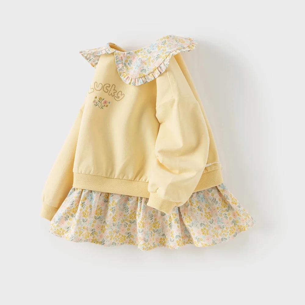 Dave Bella automne enfants sweat à capuche filles chemise florale doux mignon bébé fille à manches l