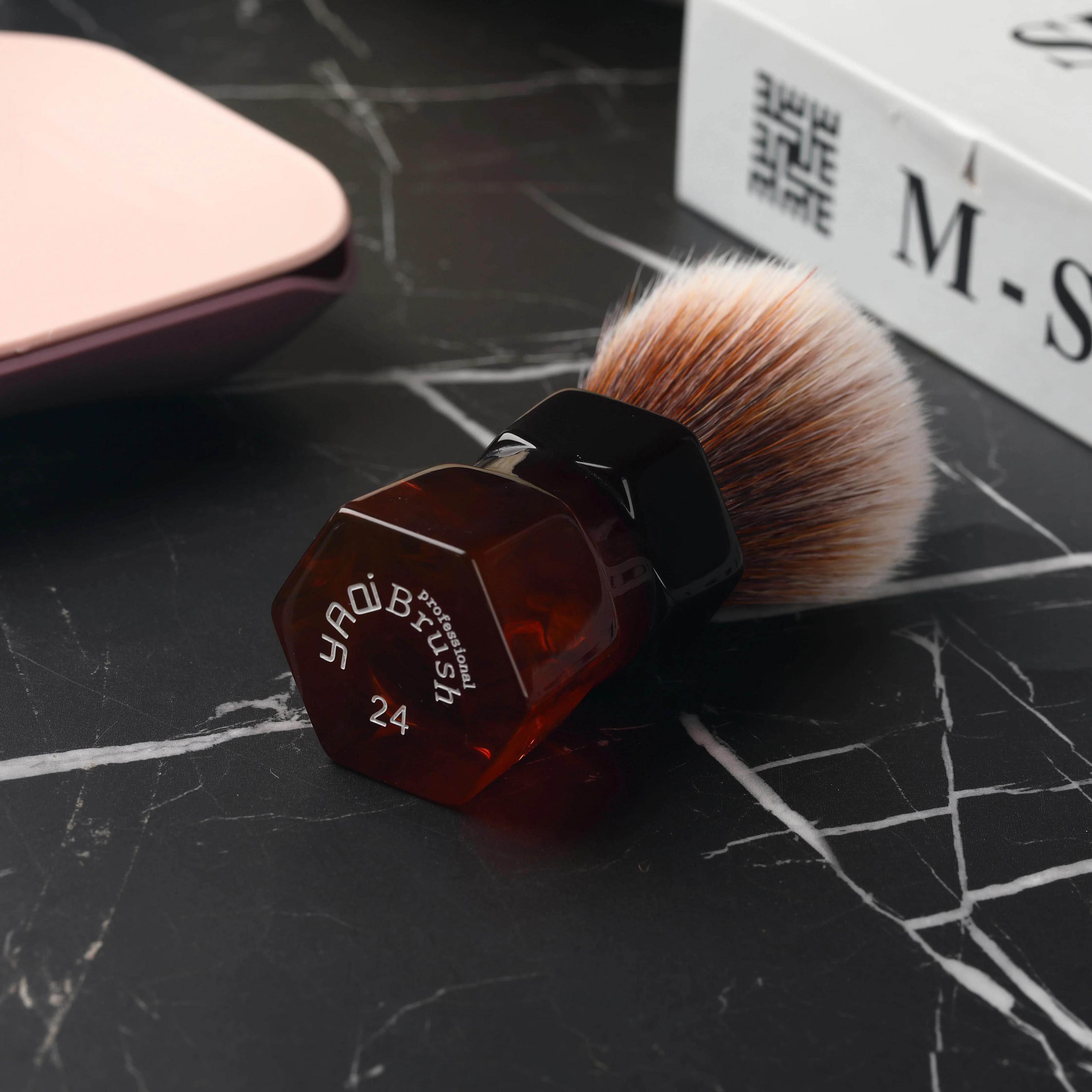 YAQI-Barbe à cheveux synthétiques Moka Express, 24mm, blaireau de rasage pour hommes