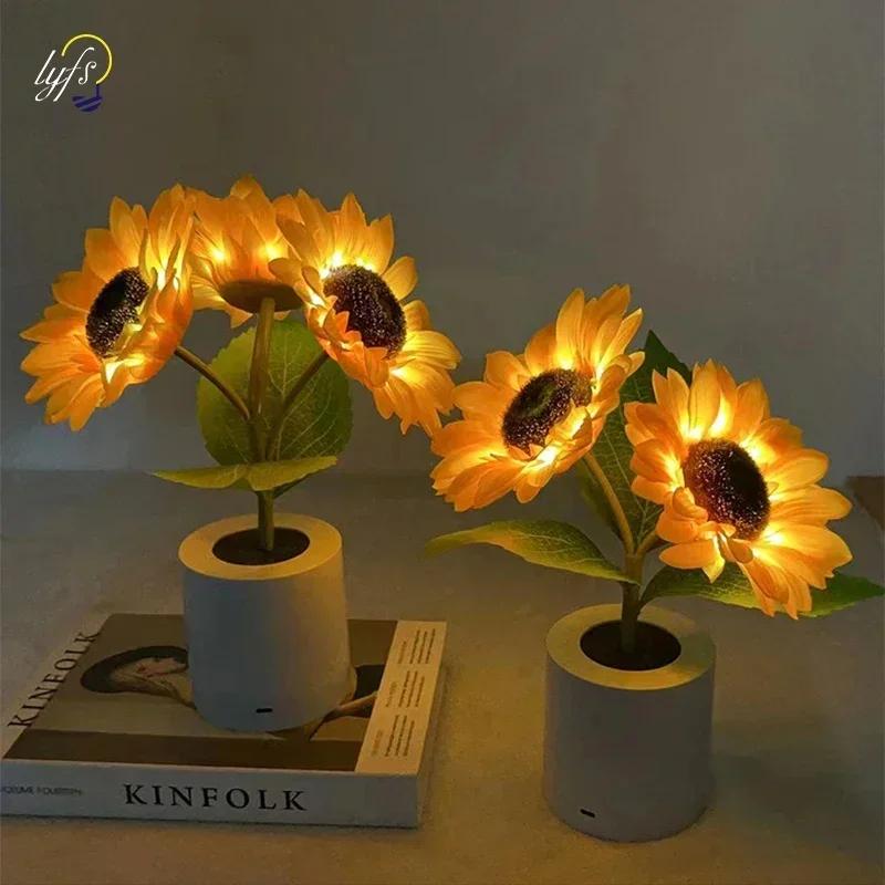 3 LED veilleuse Rechargeable tournesol lumières éclairage intérieur chambre chevet bureau décoration