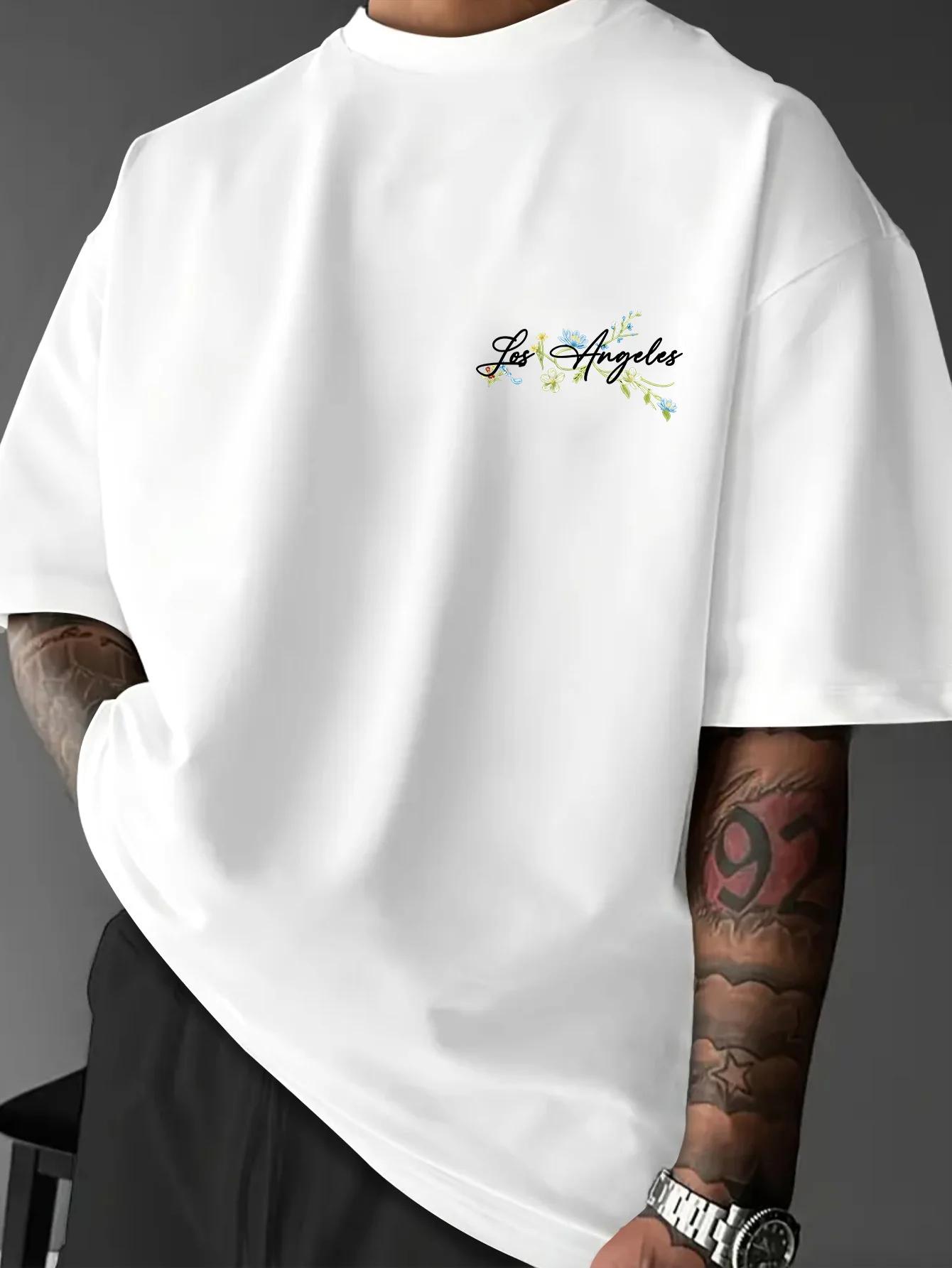 T-shirt pour homme au style rétro estival, personnalisé et tendance, avec des motifs de petites fleu