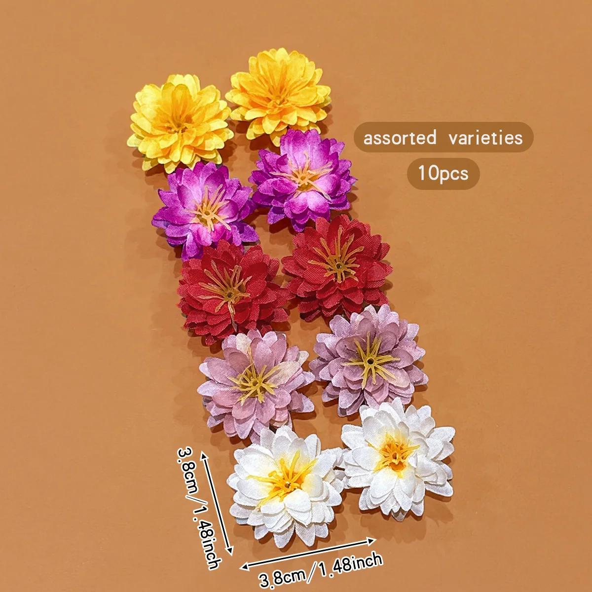 10 pinces à cheveux à fleurs aléatoires colorées pour un usage quotidien comme accessoires pour chev