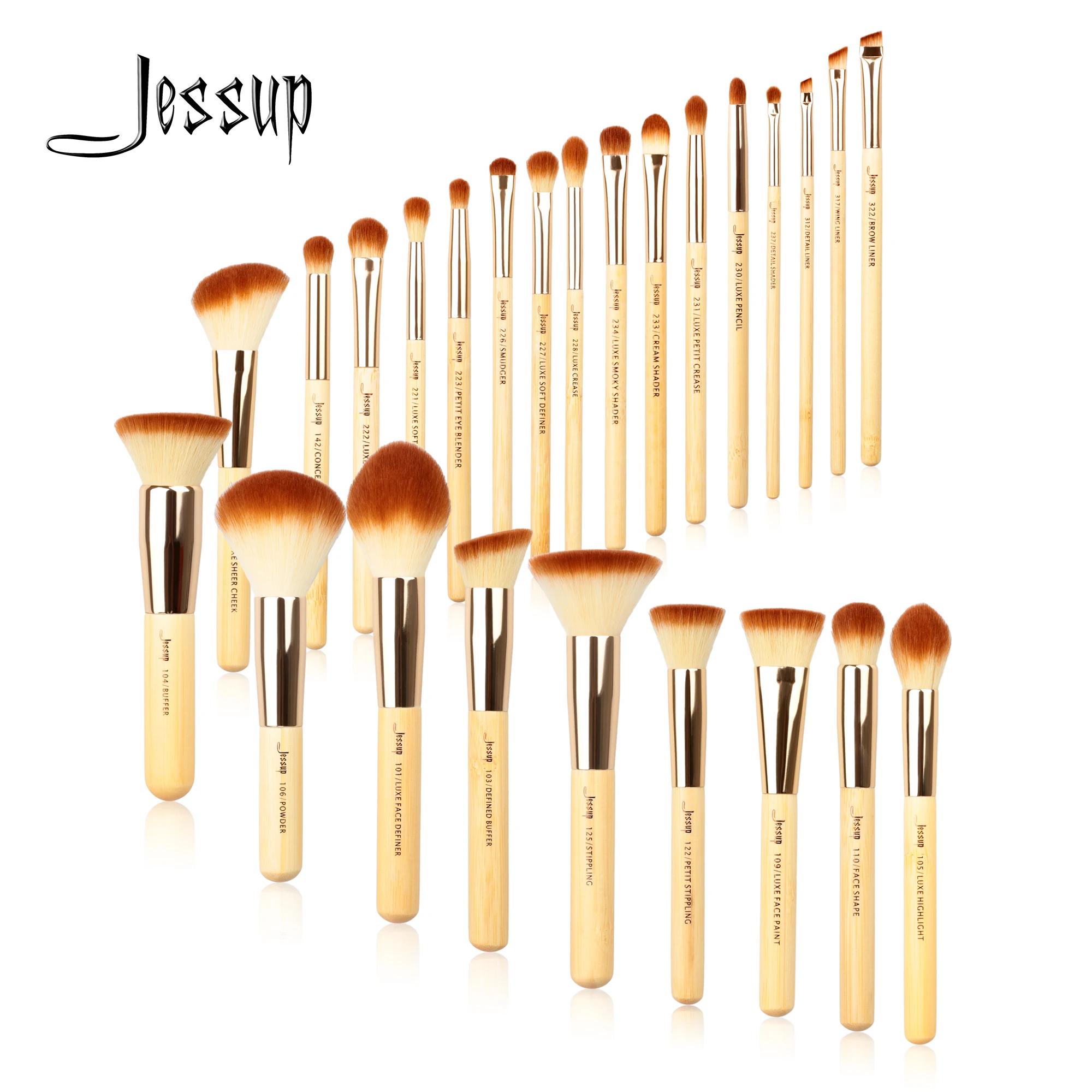 Jessup – ensemble de pinceaux de maquillage professionnels, poudre de fond de teint, fard à paupière