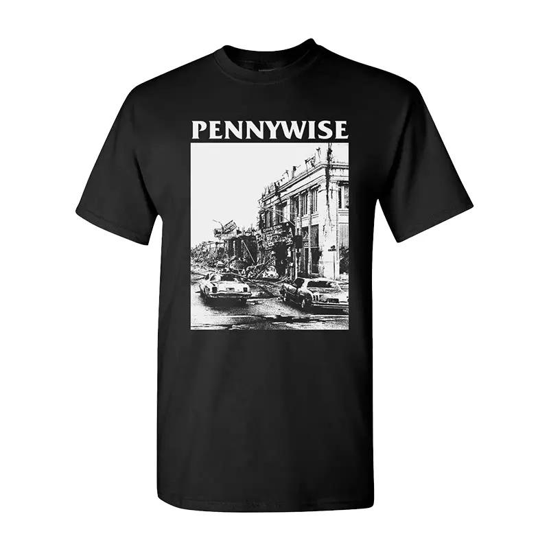 T-shirt à manches courtes et col rond en pur coton, style rétro, streetwear américain, groupe de roc