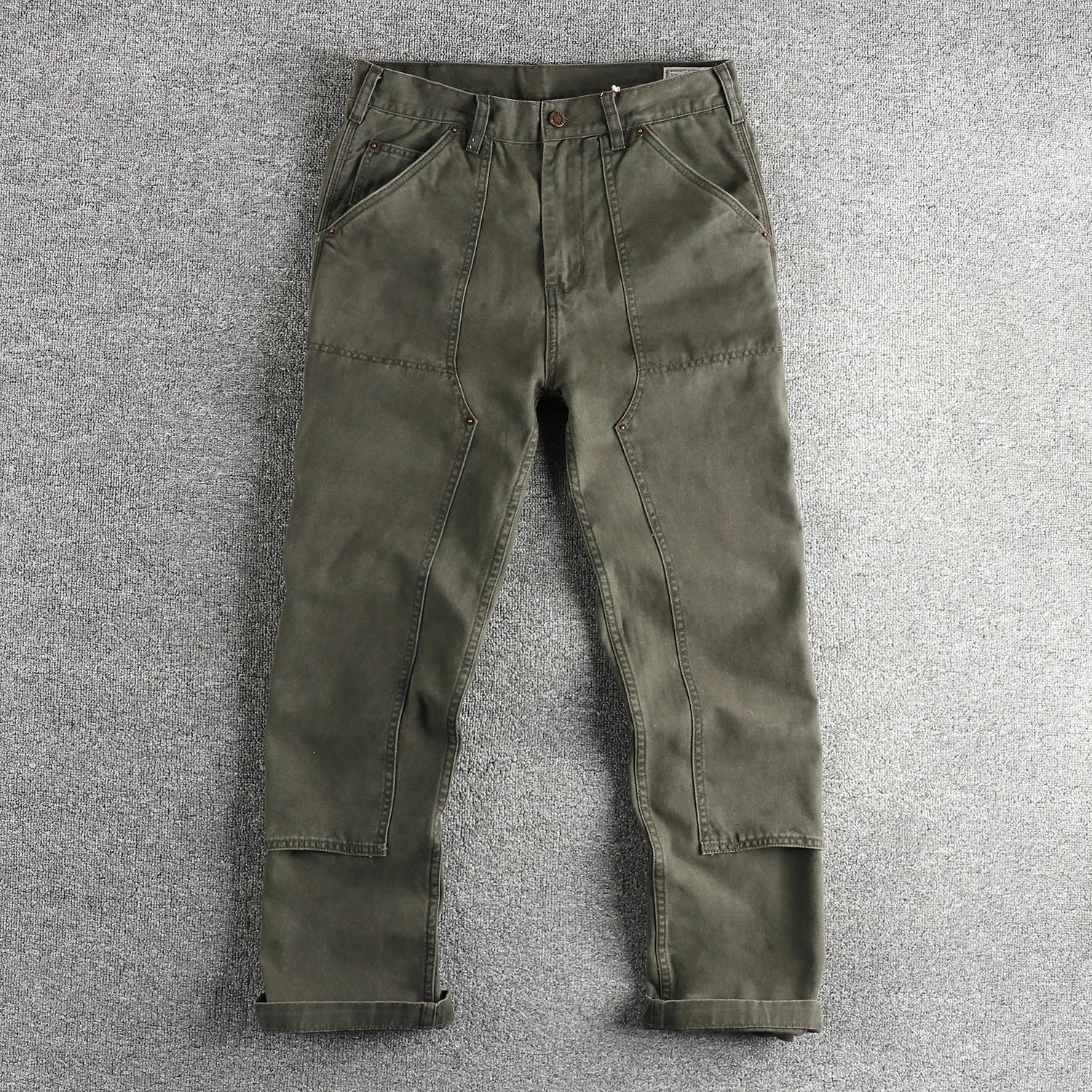 Salopette épaisse pour homme, pantalon droit rayé bleu teint, reproduction tendance, pantalon de cou