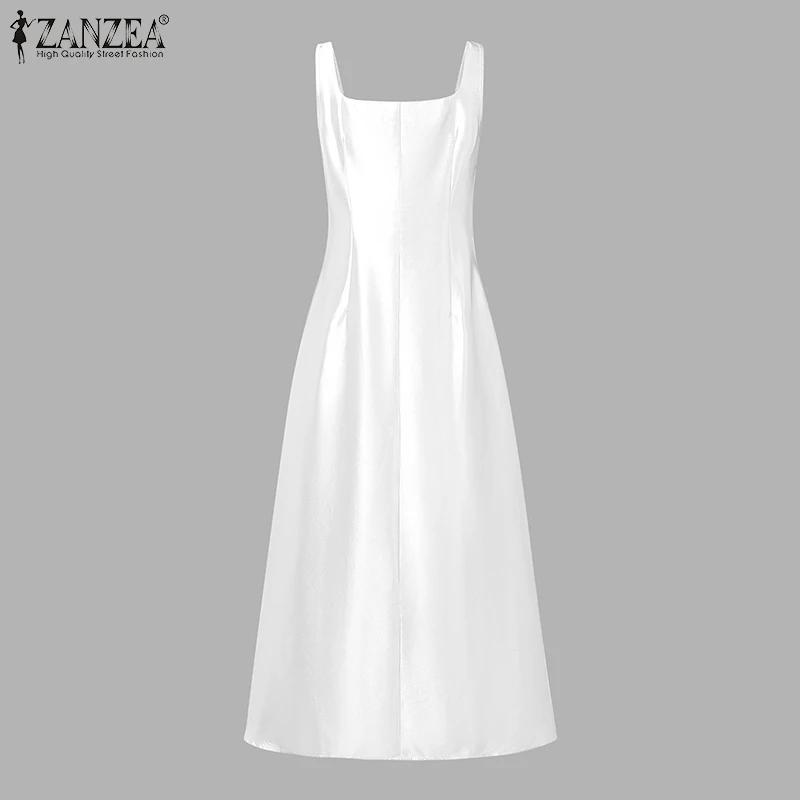 ZANZEA – robe longue élégante en Satin blanc pour femmes, robe de soirée Cocktail pour invitées de m
