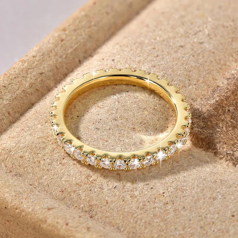 Bague de mariage en or 14 carats pour femmes, certifiée couleur D VVS1, bague d'éternité en moissani