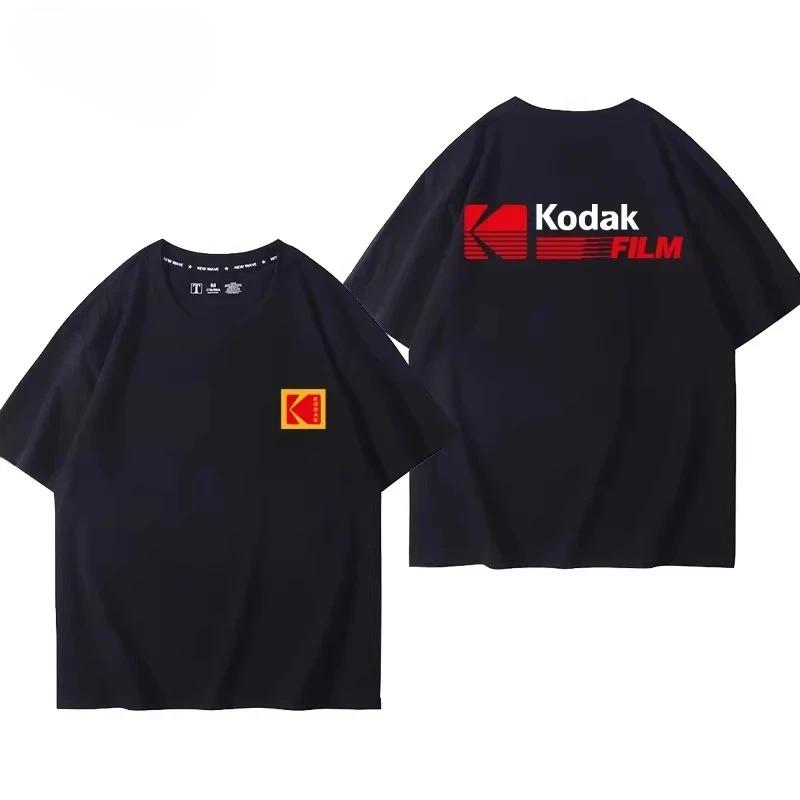 T-shirt Homme Tendance 2026 Kodak en Coton Imprimé Style Rétro pour Loisirs Décontractés et Streetwe