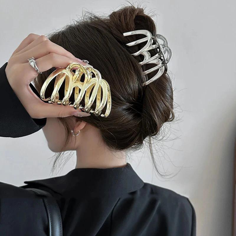 Pince à cheveux creuse vintage pour femmes et filles, barcordons, crabe coréen, grandes griffes, pin