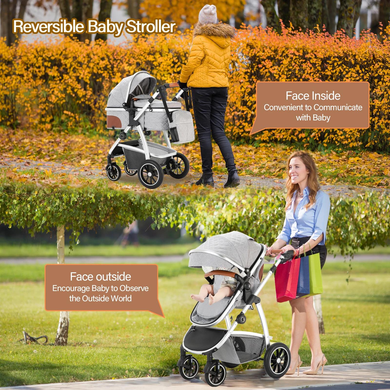 Poussette de luxe 3 en 1 pour bébé, portable, pliable, avec cadre en aluminium, pour nouveau-né et n