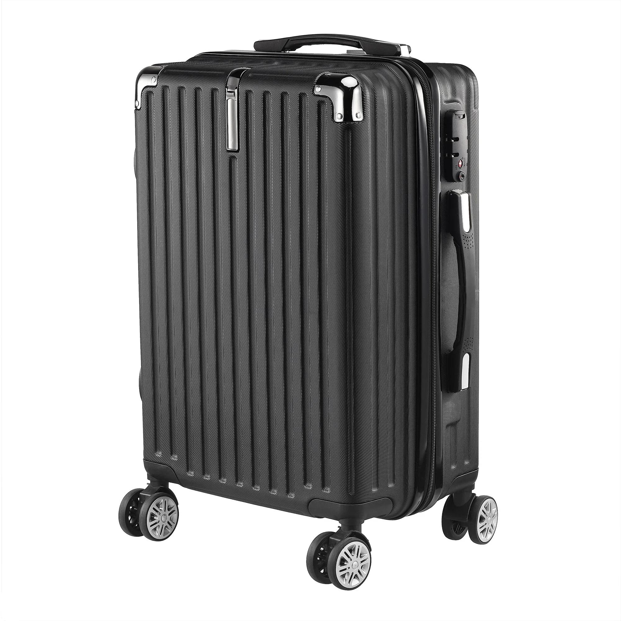 Ensembles de bagages Rosahqnda 3 pièces avec serrure TSA, valise noire en ABS, valise trolley rigide