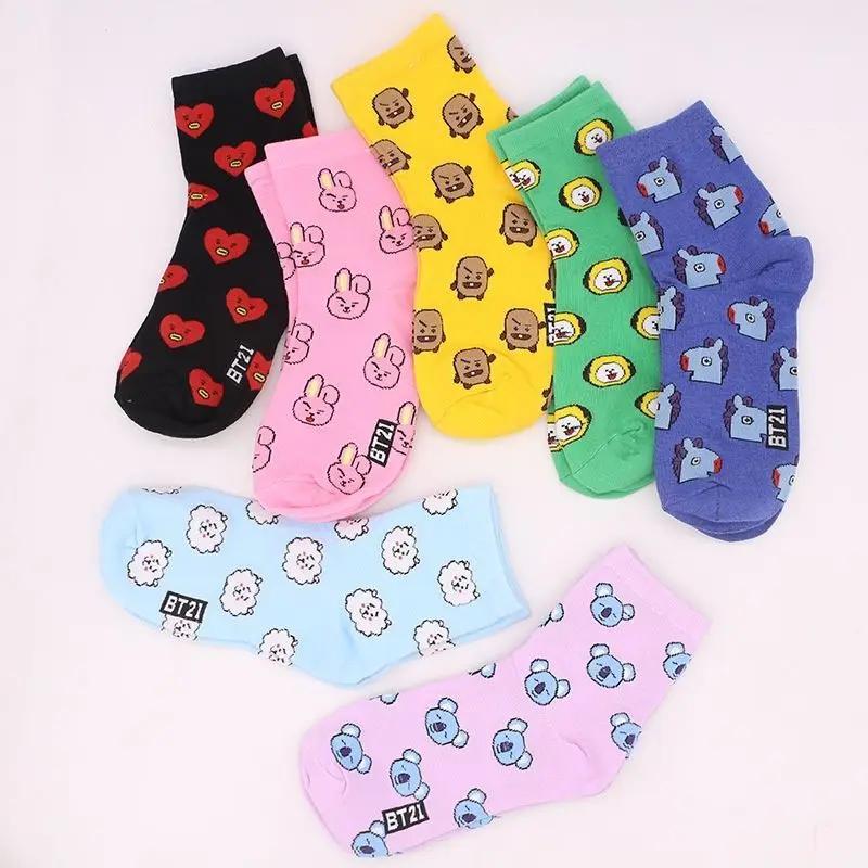 Chaussettes mi-mollet BT21 Koya RJ Cooky Shooky Tata, chaussettes longues chaudes pour couple, impri