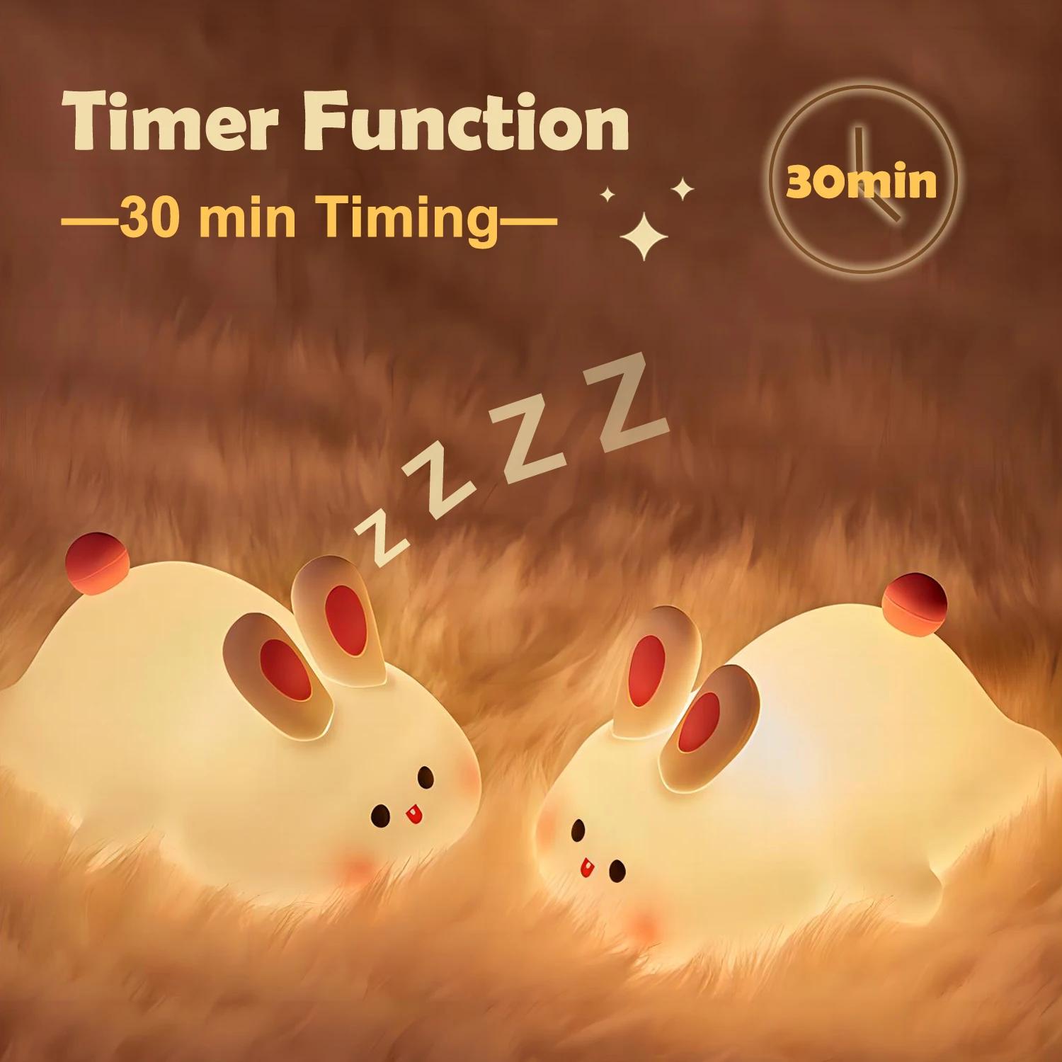 LED veilleuse mignon lapin Animal dessin animé Silicone lampe réglable USB Rechargeable pour enfants