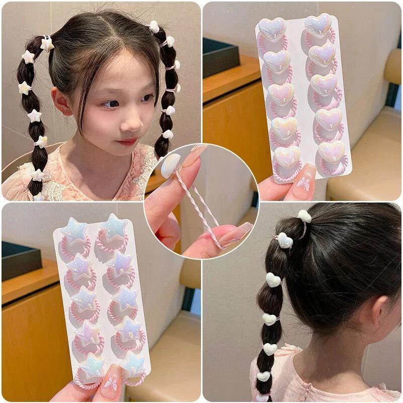 10 pièces ensemble de cordes à cheveux mignonnes pour enfants étoile coeur princesse fille bandes de