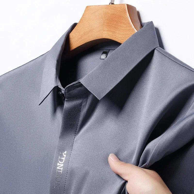 Chemise d'affaires déformable à manches courtes pour hommes, haut décontracté, document solide, conf