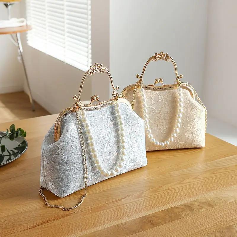Sac à main en dentelle classique vintage pour femmes, sac à bandoulière initié, sacs à main JOWomen'