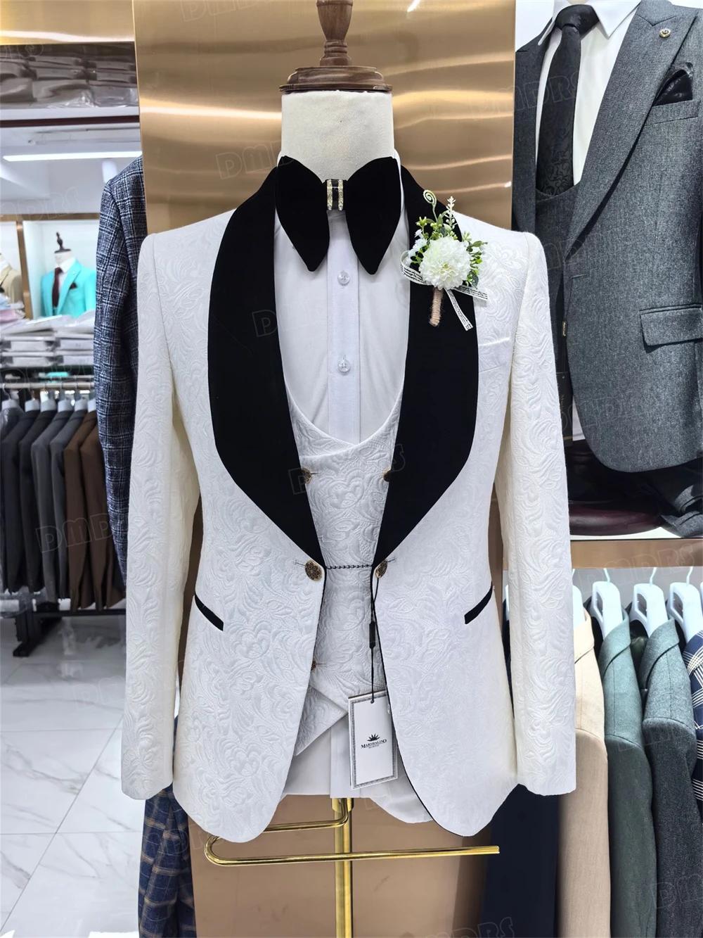 Mode Paisley hommes 3 pièces costume formel ensemble Blazer gilet pantalon mariage marié costumes me