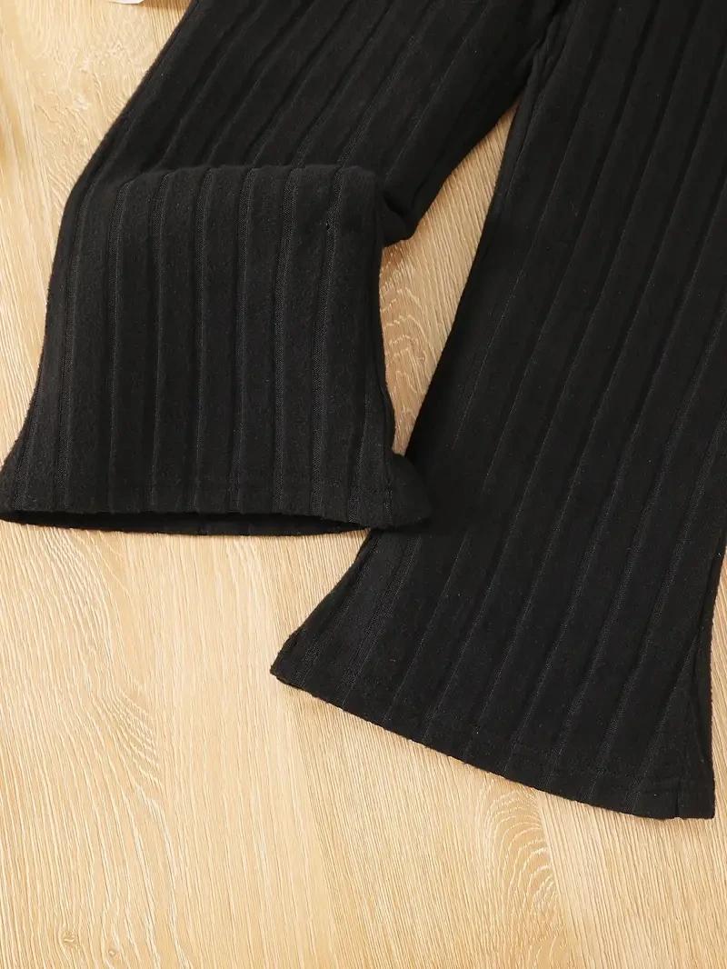 Ensemble 2 pièces en tricot à manches longues pour filles, haut + pantalon en tricot extensible, ten