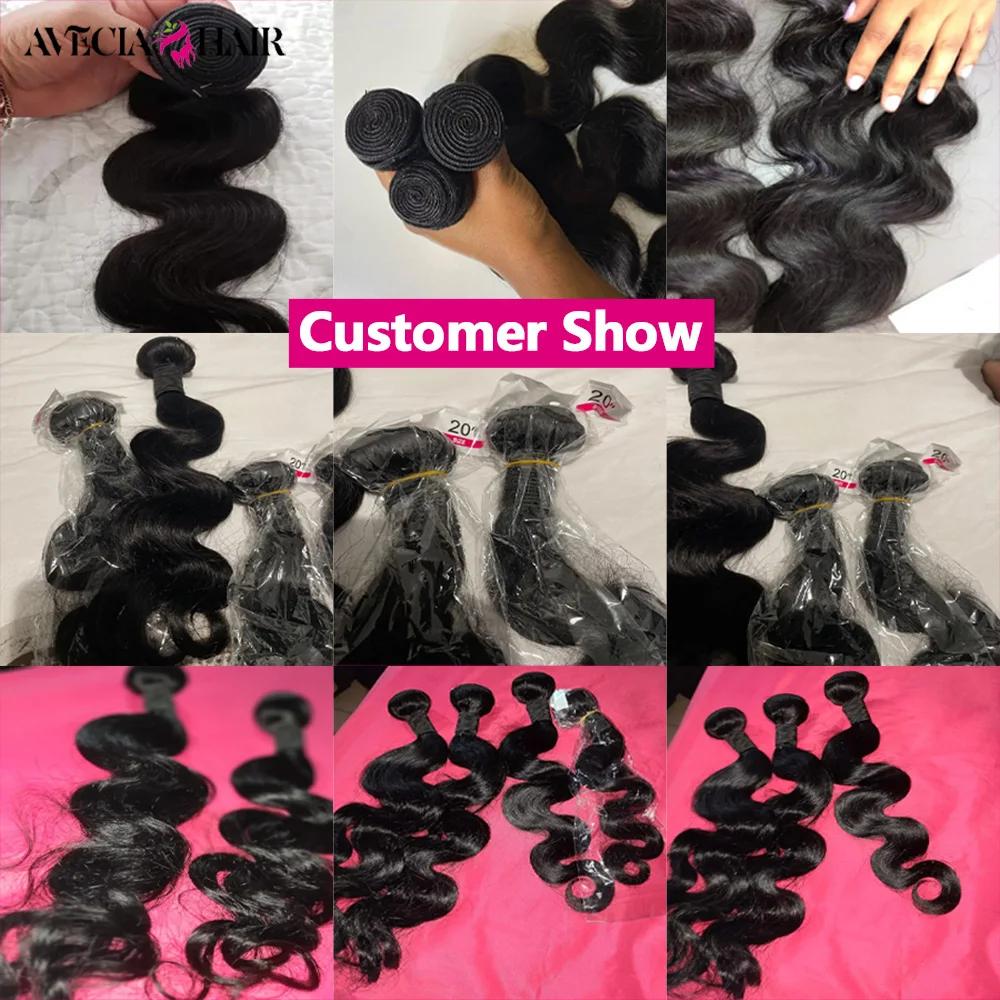 AVECIA-Mèches Indiennes Ondulées 100% Naturelles pour Femme, Extensions de Cheveux Humains Bruts, Qu