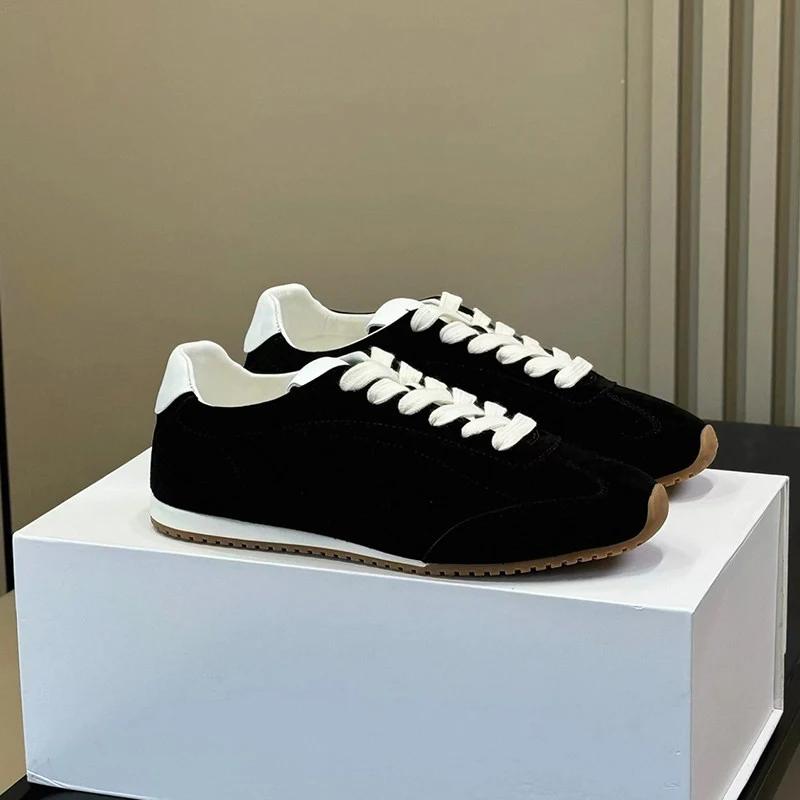 Sneakers unisexes de créateurs pour hommes et femmes, en cuir véritable et daim, chaussures décontra