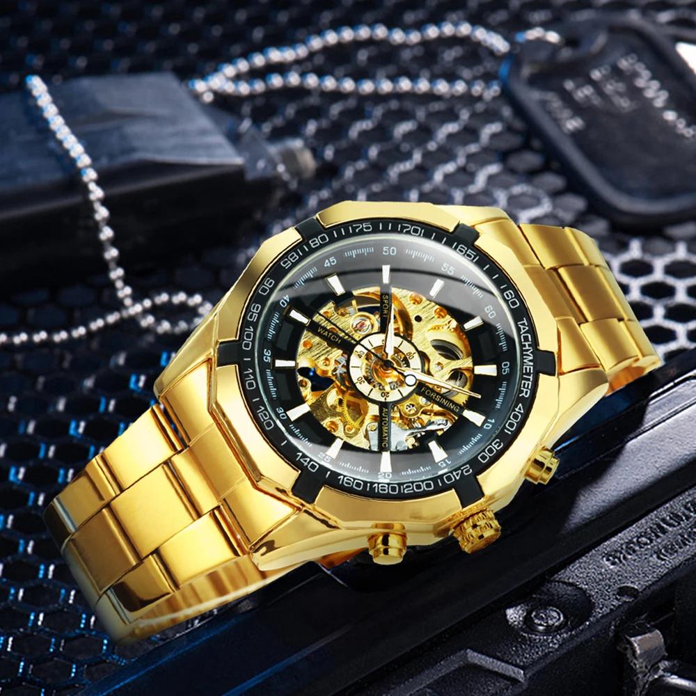 WINNER – montre squelette classique pour hommes, aiguilles lumineuses, mécanique, bracelet en acier 