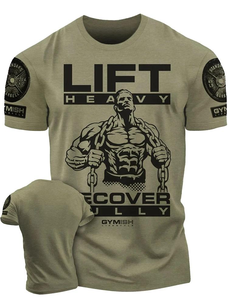 T-shirt col rond pour hommes, confortable et respirant, avec lettres imprimées, pour entraînement mu