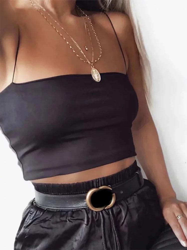 Haut court en coton élastique pour femmes, Camis Sexy, sans manches, débardeur court, Bar, été 2022