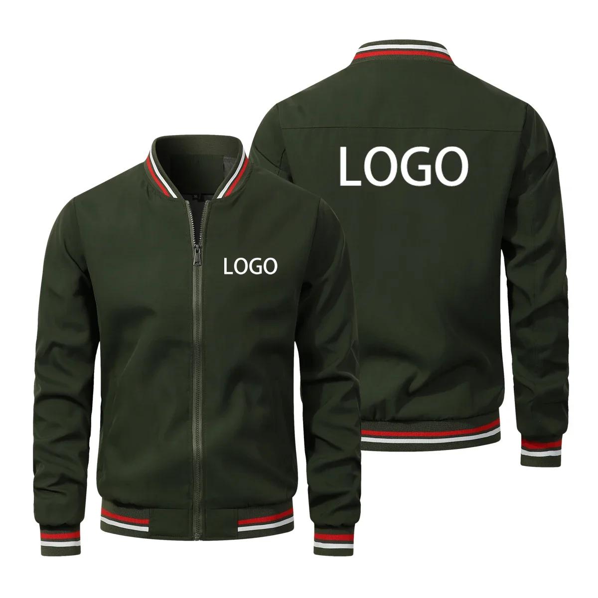 Logo personnalisé hommes vestes marque printemps automne coupe-vent impression manteau à glissière c