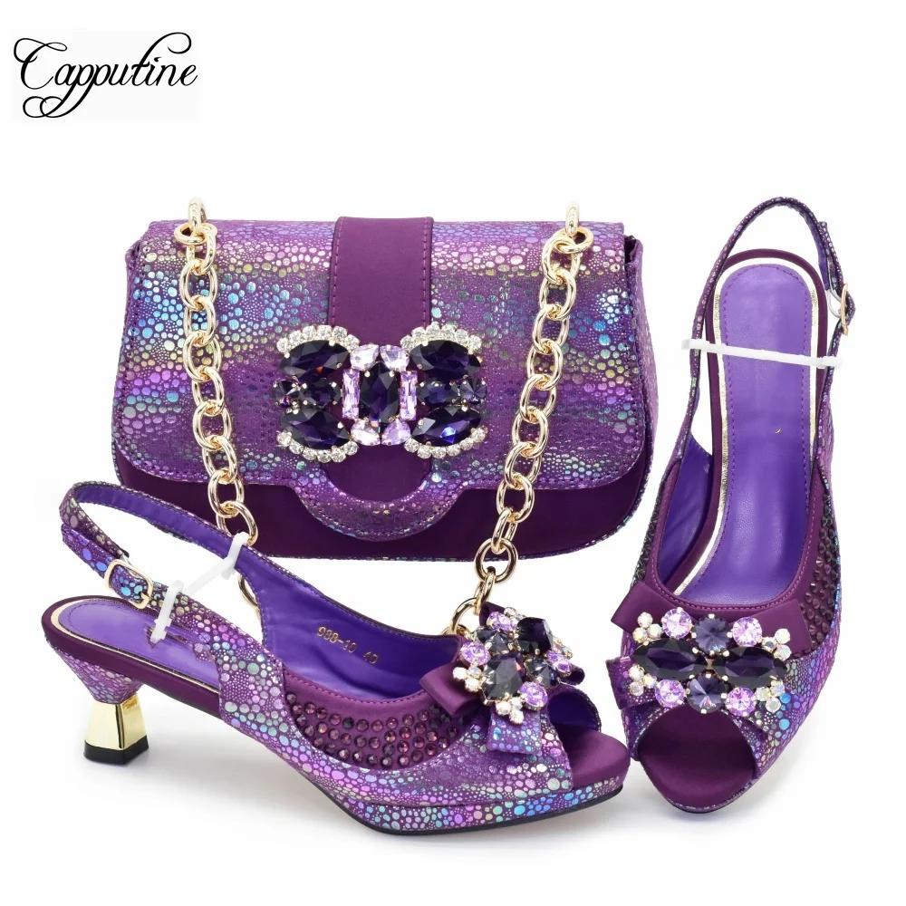 Ensemble de chaussures et sac pour femmes Peach, sandales à talons hauts pour femmes africaines, ass