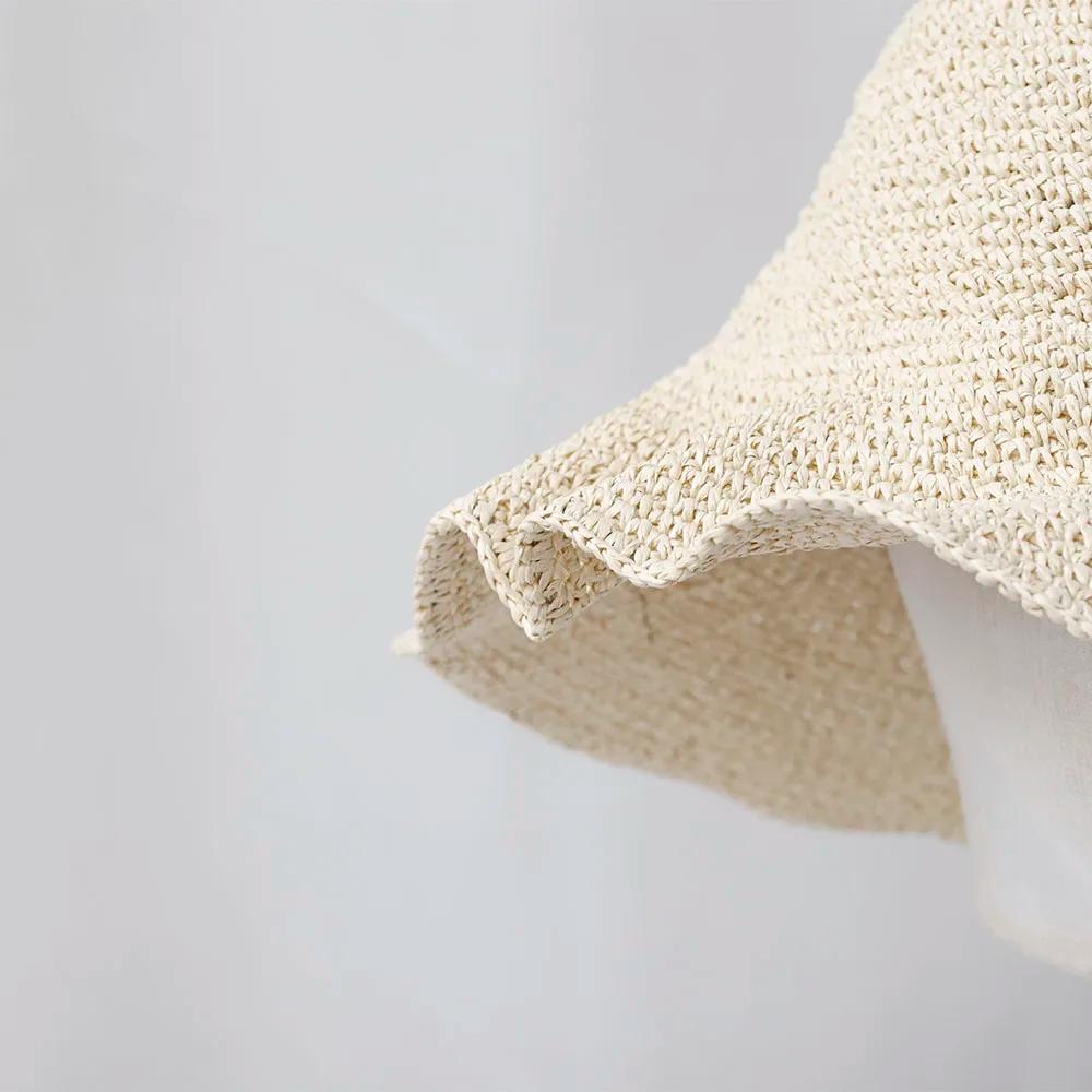 Nouvelles femmes Chapeau de soleil large bord chapeaux de plage femmes été Chapeau de paille pliable