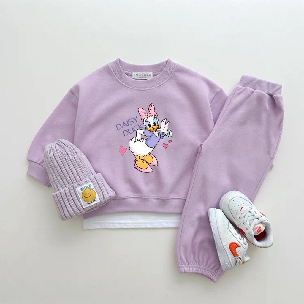 Costume Disney pour filles, sweat-shirt à manches longues + pantalon, vêtements d'automne pour enfan