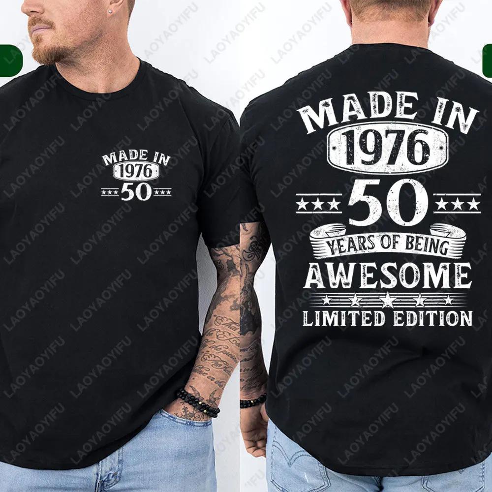 T-shirts graphiques pour hommes, imprimés recto-verso, édition limitée, fabriqués en 1976, 50 ans d'